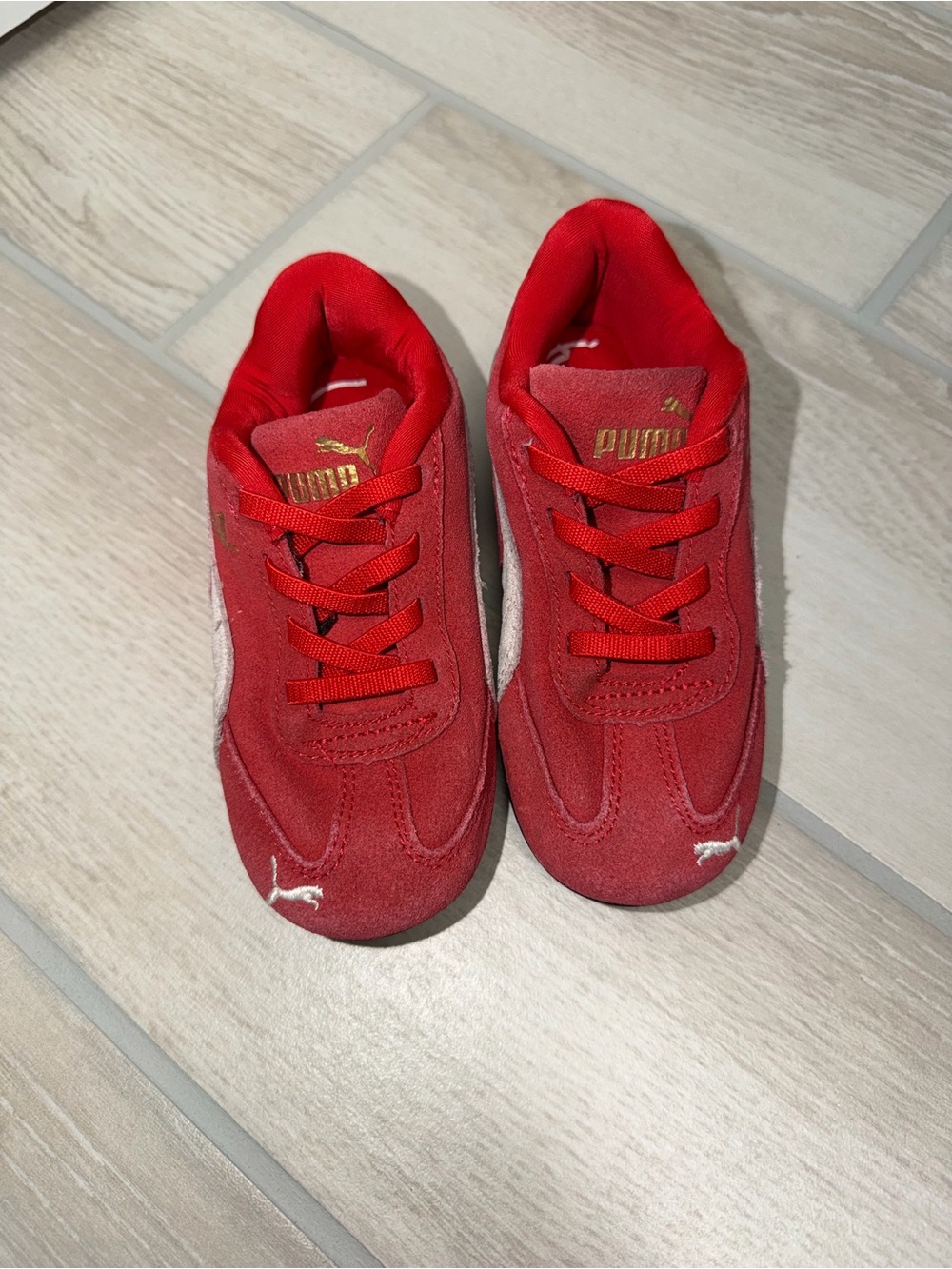 Puma Kids Red Speedcat Suede Athletic Sneakers with White Formstrip Sz 9